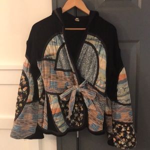 Vintage quilted kimono wrap jacket